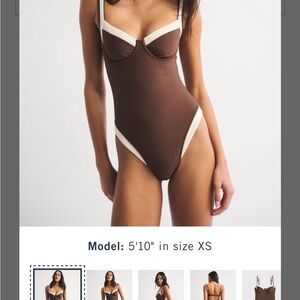 Abercrombie & Fitch Brown One-Piece Swimsuit with Cream Trim